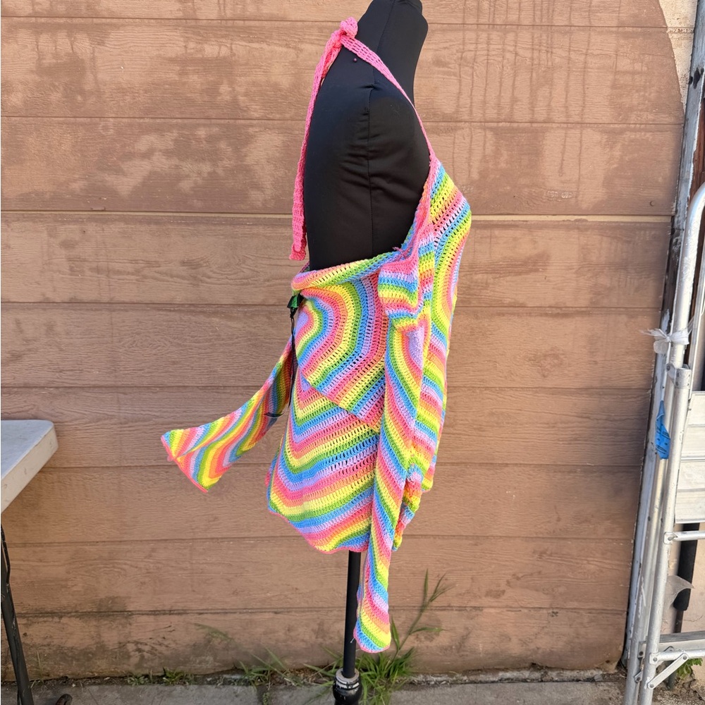 Club Exx Rainbow Crochet Halter Top mini dress - Picture 4 of 10